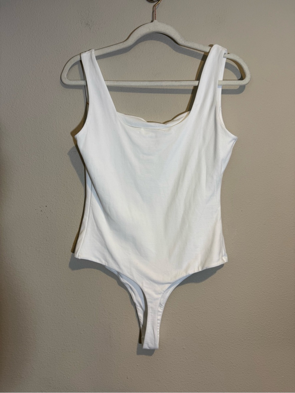 Quince Square Neck Stretch Cotton Sleeveless Bodysuit White - Picture 4 of 5